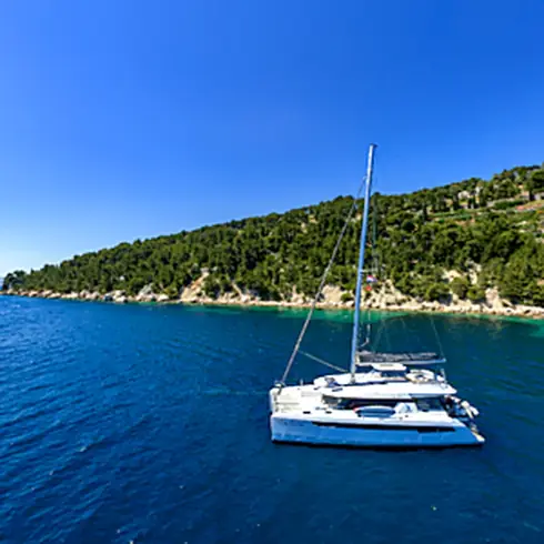 Lady Amanda, Leopard 50 catamaran, anchored on the Croatian coast